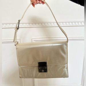 Johnny Farah Vintage White Patent Leather Shoulder Bag